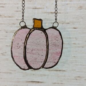 Handmade Stained Glass Pink Pumpkin
